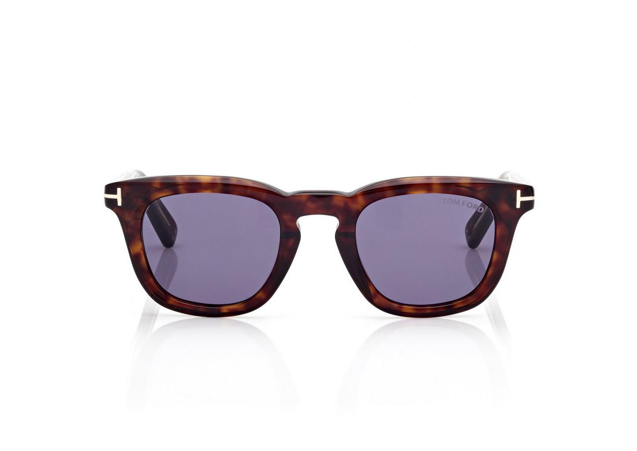 TOM FORD OM DARK HAVANA / BLUE ICON SQUARE SUNGLASSES